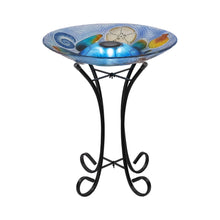 Load image into Gallery viewer, Solar Led Verdant Glass Bird Bath With Stand - Turtle
