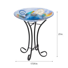 Load image into Gallery viewer, Solar Led Verdant Glass Bird Bath With Stand - Turtle
