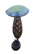 Load image into Gallery viewer, Metal And Glass Solar Mushroom Stake with LED - Blue
