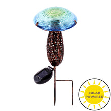 Load image into Gallery viewer, Metal And Glass Solar Mushroom Stake with LED - Blue
