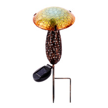 Load image into Gallery viewer, Metal And Glass Solar Mushroom Stake with LED - Yellow
