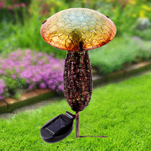Load image into Gallery viewer, Metal And Glass Solar Mushroom Stake with LED - Yellow
