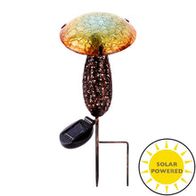 Load image into Gallery viewer, Metal And Glass Solar Mushroom Stake with LED - Yellow
