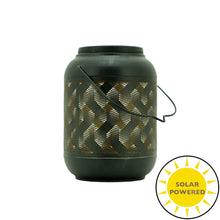 Load image into Gallery viewer, 5In Solar Black And Yellow Wave Metal Lantern with Ww LED
