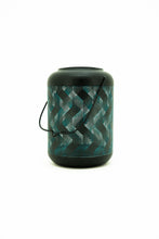 Load image into Gallery viewer, 9In Solar Black And Blue Wave Metal Lantern with Ww LED
