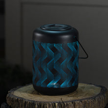 Load image into Gallery viewer, 9In Solar Black And Blue Wave Metal Lantern with Ww LED
