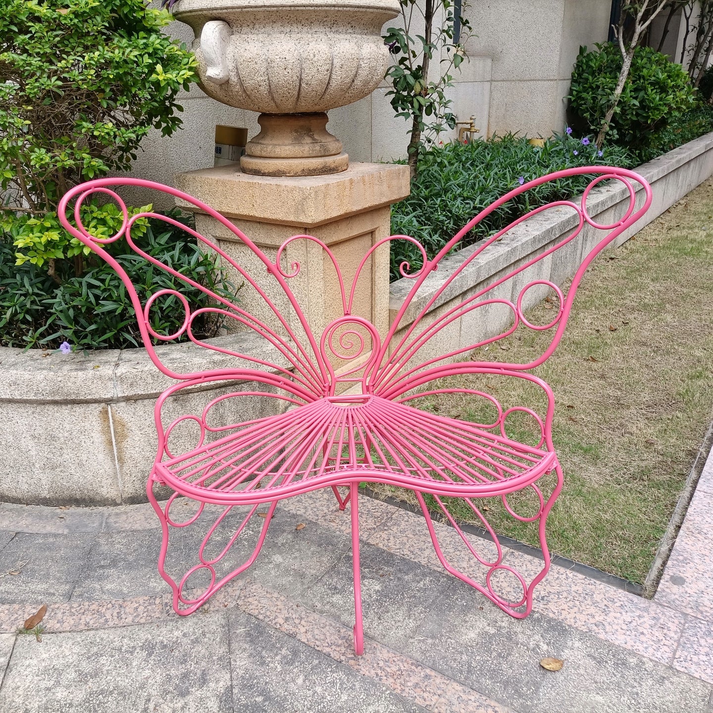 78617-PK - Pink Metal Butterfly Chair: Charming Outdoor Elegance