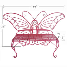 Load image into Gallery viewer, 78620-PK - Pink Metal Butterfly Bench: Enchanting Outdoor Charm
