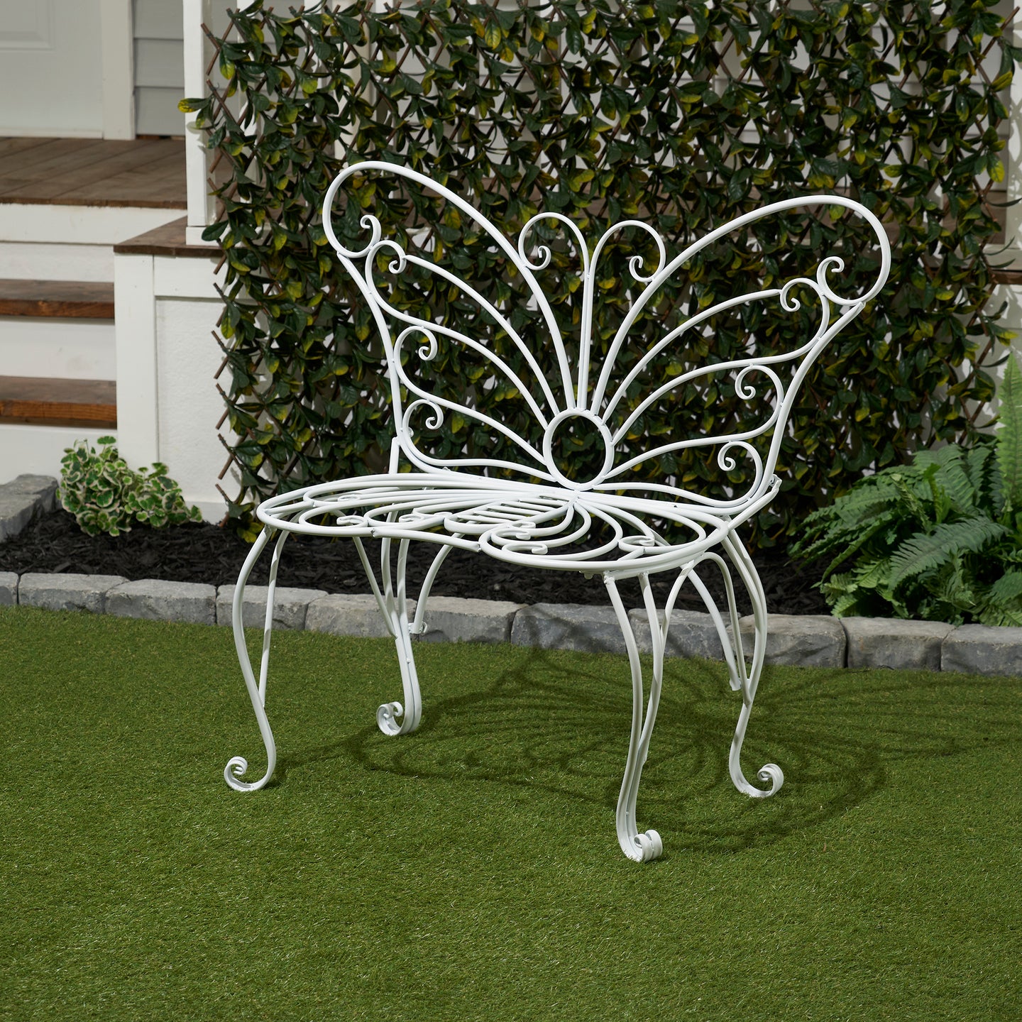 White Metal Garden Butterfly Chair