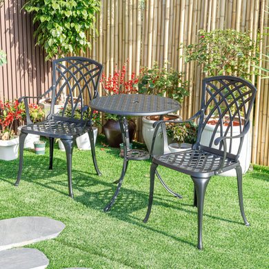 78658-A-BK -  A Touch of Class- Black Cast Aluminium Bistro Set for Your Space HI-LINE GIFT