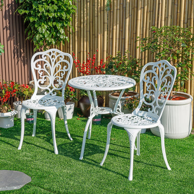 78658-B-WT -  Classic Comfort- White Cast Aluminium Bistro Set HI-LINE GIFT