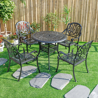 78659-A-BK -  Sleek Black Bistro Bliss Collection- Elegant Cast Aluminium Patio Set HI-LINE GIFT