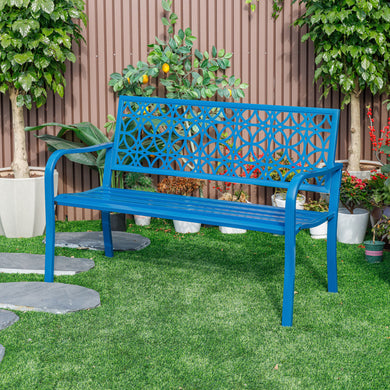 78660-B-BL -  Blue Lagoon Escape- All-Steel Garden Bench for Tranquil Moments HI-LINE GIFT