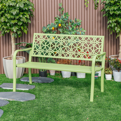 78660-B-GN -  Green Oasis Haven- All-Steel Garden Bench for Relaxation HI-LINE GIFT