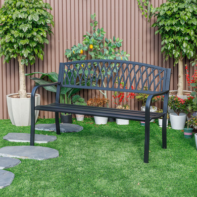 78661-C-BK -  Classic Black - Steel and Cast Iron Garden Bench for Outdoor Serenity HI-LINE GIFT