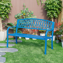 Load image into Gallery viewer, 78661-C-BL -  Blue Horizon Escape- Steel and Cast Iron Garden Bench for Relaxation HI-LINE GIFT
