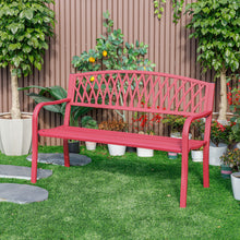 Load image into Gallery viewer, 78661-C-RD -  Passionate Red Reverie- Steel and Cast Iron Garden Bench HI-LINE GIFT
