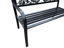 Load image into Gallery viewer, 78662-D-BK - 50&quot; Outdoor Metal Garden Bench with Butterfly Backrest Design - Black
