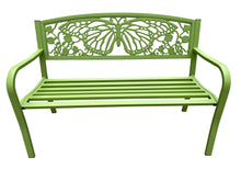 Load image into Gallery viewer, 50&quot; Outdoor Metal Garden Bench with Butterfly Backrest Design - Green
