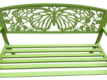 Load image into Gallery viewer, 50&quot; Outdoor Metal Garden Bench with Butterfly Backrest Design - Green
