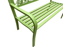 Load image into Gallery viewer, 50&quot; Outdoor Metal Garden Bench with Butterfly Backrest Design - Green
