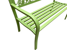 Load image into Gallery viewer, 50&quot; Outdoor Metal Garden Bench with Butterfly Backrest Design - Green
