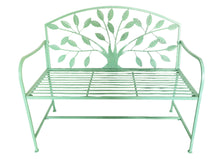 Load image into Gallery viewer, Blue Metal Garden Bench Tree Pattern
