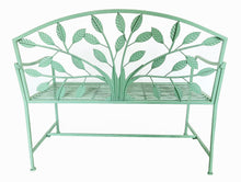 Load image into Gallery viewer, Blue Metal Garden Bench Tree Pattern
