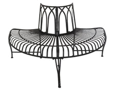 Load image into Gallery viewer, Black Tree Wrap Garden Bench Semi-Circle
