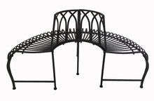 Load image into Gallery viewer, Black Tree Wrap Garden Bench Semi-Circle
