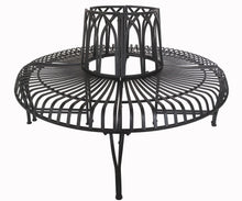 Load image into Gallery viewer, Black Tree Wrap Garden Bench Semi-Circle
