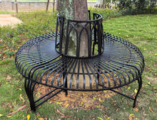 Load image into Gallery viewer, Black Tree Wrap Garden Bench Semi-Circle
