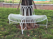 Load image into Gallery viewer, White Tree Wrap Garden Bench Semi-Circle
