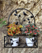 Load image into Gallery viewer, Black Metal Hanging Plant Holder 2 Pcs Set Outdoor Wall Decor
