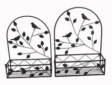 Load image into Gallery viewer, Black Metal Hanging Plant Holder 2 Pcs Set Outdoor Wall Decor
