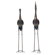 Load image into Gallery viewer, Metal Chrome Heron Decorative Garden Statue Set
