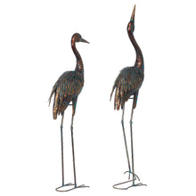 Load image into Gallery viewer, Metal Chrome Heron Decorative Garden Statue Set
