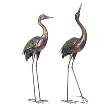 Load image into Gallery viewer, Metal Chrome Heron Decorative Garden Statue Set

