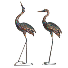 Load image into Gallery viewer, Metal Chrome Heron Decorative Garden Statue Set
