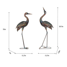 Load image into Gallery viewer, Metal Chrome Heron Decorative Garden Statue Set
