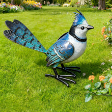 Load image into Gallery viewer, Metal Miniature Blue Jay Statue

