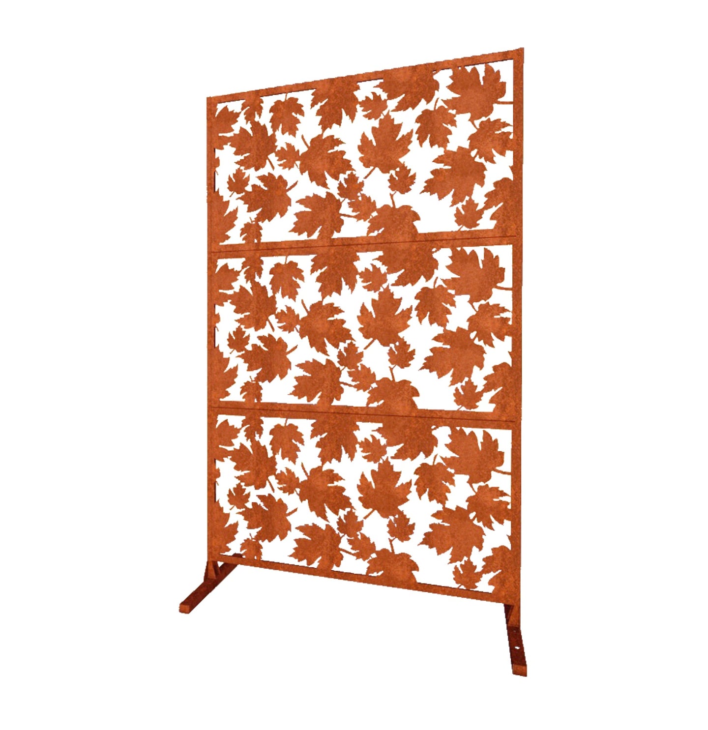 72In Rusted Decorative Maple Leaves Privacy Screen