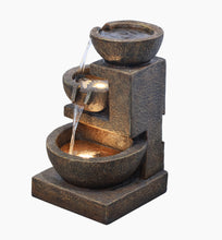 Load image into Gallery viewer, Cascading Bowl Fountain with Dual Warm White LEDs - Brown
