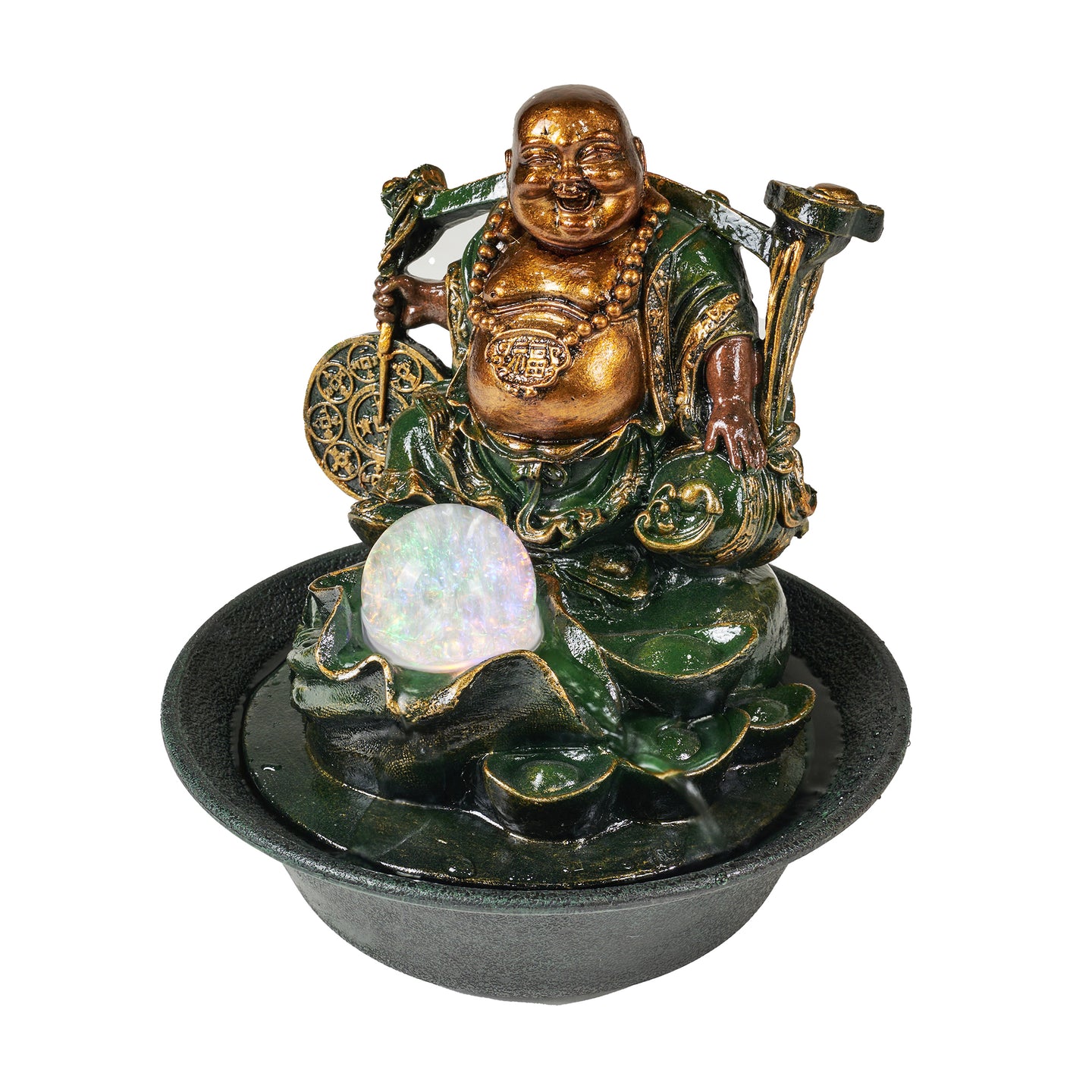 Fountain-Lucky Buddha W/Spinning Ball/RGB LED