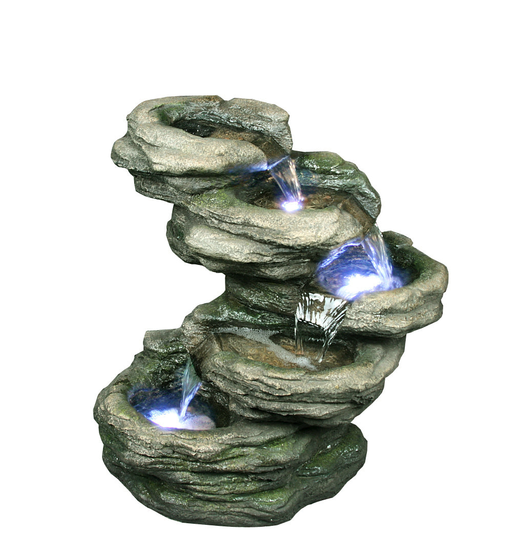4 Level Rock Fountain W/LED