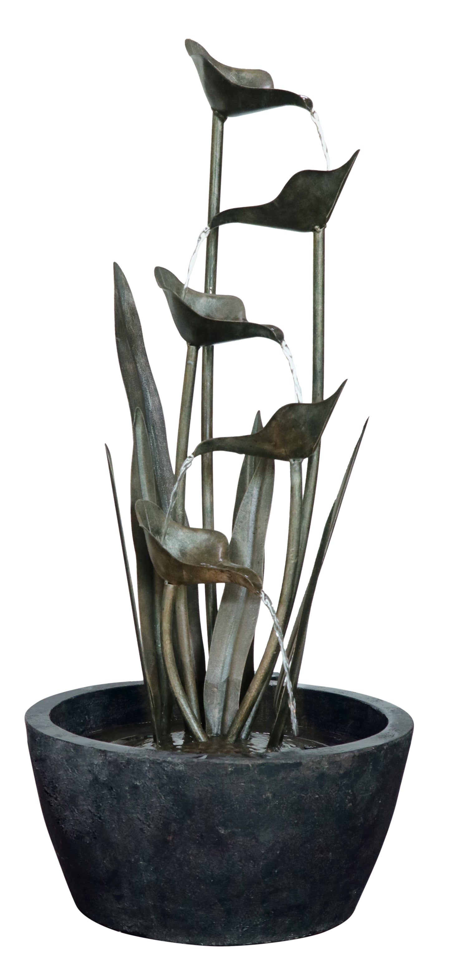 Metal Plant Fountain W/5 Leaves