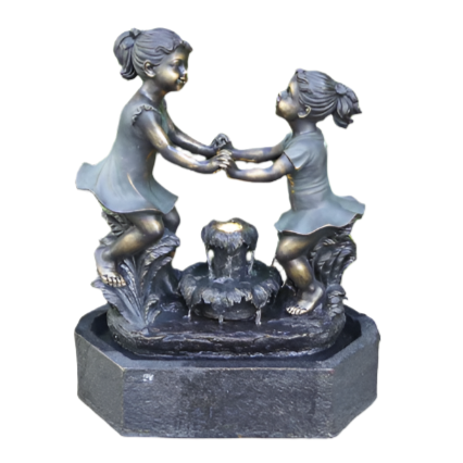 Girls Dancing Together - Bronze Finish - W/ Led