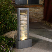 Load image into Gallery viewer, 79532-M-GY -  Zen Garden Metal Fountain with Stone Brick Accent - Tranquil Harmony HI-LINE GIFT
