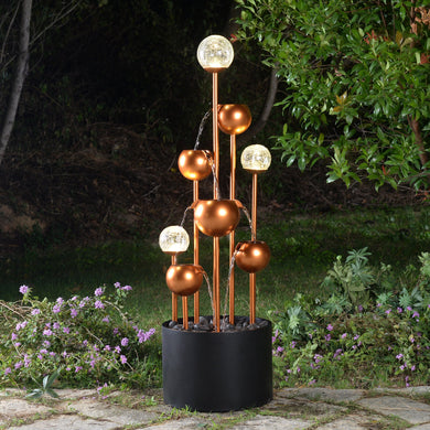 79532-N -  Outdoor Metal Fountain with Glass Ball Accent and Warm White LED Lights HI-LINE GIFT