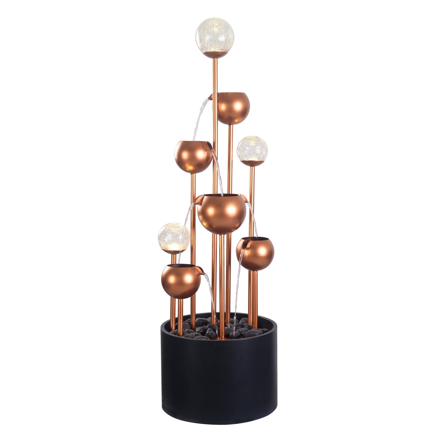 79532-N -  Outdoor Metal Fountain with Glass Ball Accent and Warm White LED Lights HI-LINE GIFT